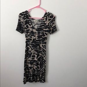 black and beige dress